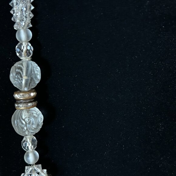 Vintage 4 Strand Clear Glass Bead Necklace with Unique Clasp Gimbel Brothers - Picture 7 of 9